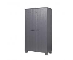Kleiderschrank in Grau Pinie Massivholz