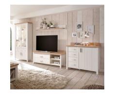 Anbauwand in Weiß und Eiche skandinavischen Landhausstil (4-teilig)