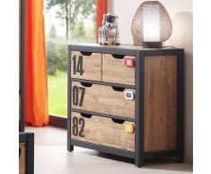 Kinderkommode in Schwarz Kiefer 4 Schubladen