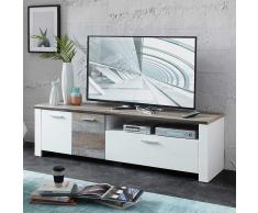 TV Board in Grau Treibholz Dekor Weiß