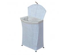 Rattan Wäschekorb in Weiß Klappdeckel