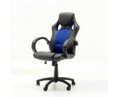 Racer Chefsessel in Schwarz Blau höhenverstellbar
