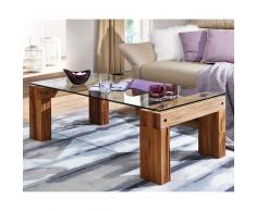 Wohnzimmer Couchtisch aus Wildeiche massiv geölt Glas