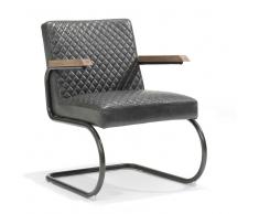 Sessel Freischwinger in Anthrazit Kunstleder Metall
