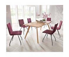 Essgruppe aus Eiche Massivholz Violett Stoff (7-teilig)