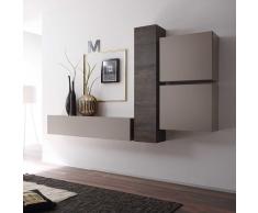 Anbauwand in Beige Wenge hängend (4-teilig)