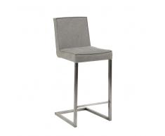 Barhocker in Grau Stoff mit Lehne (2er Set)