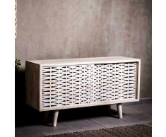 Design Sideboard aus Mangobaum Massivholz Schiebetüren