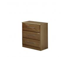 Erle Nachtkommode mit 3 Schubladen 40 cm breit