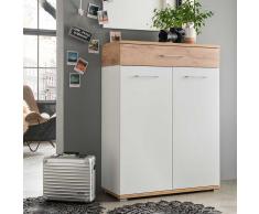 Schuhschrank in Weiß Eiche 90 cm