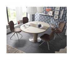 Esszimmergruppe mit rundem Tisch Weiß Taupe (5-teilig)