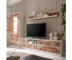 TV Anbauwand in Braun Vintage Optik Weiß (3-teilig)