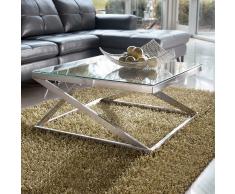Wohnzimmer Couchtisch aus Klarglas Metall
