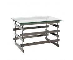 Glas Couchtisch in Anthrazit Nickelfarben modern