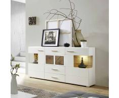 Design Sideboard in Weiß Holz Dekor LED Beleuchtung