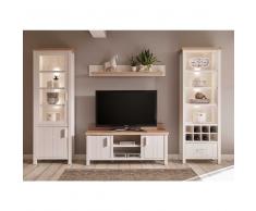 Wohnzimmer Wohnwand in Weiß und Eiche skandinavischen Landhausstil (4-teilig)
