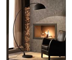 Stehlampe in Schwarz Metall und Goldfarben halbrund