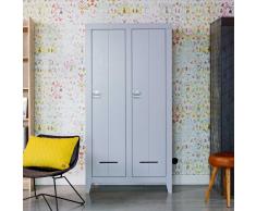 Spind Kleiderschrank in Hellgrau Kiefer Massivholz