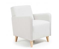 Retro Sessel in Beige Stoff Buche Massivholz