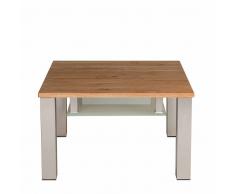 Sofatisch aus Wildeiche Massivholz Rollbar