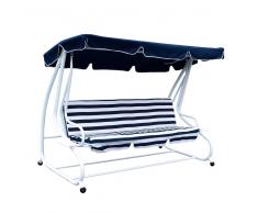 Terrassen Hollywoodschaukel in Blau Weiß gestreift klassisches Design