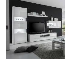 Design Wohnwand in Hochglanz Weiß 340 cm (4-teilig)