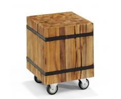 Ablagetisch mit Rollen Teak Recyclingholz