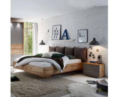 Komfortbett in Wildeiche mit Nachtkommoden (3-teilig)
