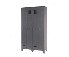 Spind Kleiderschrank in Grau Kiefer Massivholz