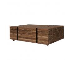 Landhaus Couchtisch aus Teak Massivholz Rollen