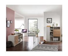 Büromöbel Kombination in Eiche und Weiß modern (2-teilig)