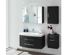 Badezimmer Komplettset mit 3D Spiegelschrank und Waschtisch Anthrazit Hochglanz (4-teilig)