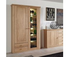 Vitrinenschrank aus Eiche Bianco geölt LED Beleuchtung