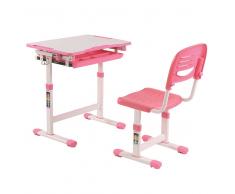 Höhenverstellbarer Schülerschreibtisch und Stuhl in Rosa Weiß (2-teilig)