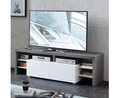 TV Board in Beton Grau und Weiß 150 cm breit