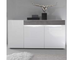 Sideboard mit LED Beleuchtung Weiß Hochglanz und Dunkelgrau