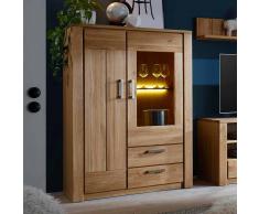 Highboard Vitrine aus Wildeiche LED Beleuchtung