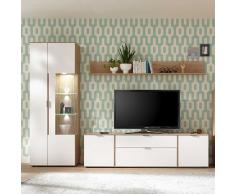 Wohnzimmer Anbauwand in Weiß und Eiche modern (3-teilig)