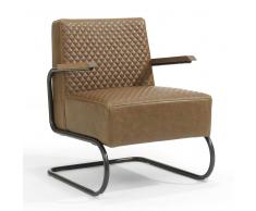 Freischwinger Sessel in Hellbraun Kunstleder Metall