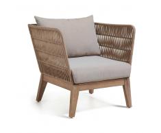 Loungesessel in Beige Eukalyptusholz (2er Set)