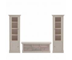 Kiefer Wohnwand in White Wash Braun Landhaus (3-teilig)