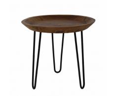 Ablagetisch aus Teak Massivholz rund Metall