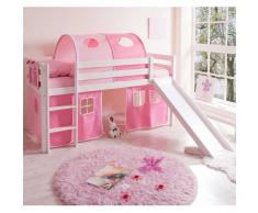 Rutschbett in Weiß Rosa mit Vorhang
