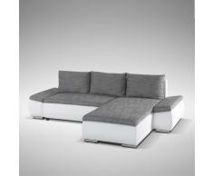 Eck Schlafsofa in Weiß Grau Bettkasten