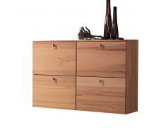 Hängender Schuhschrank aus Kernbuche massiv 4 Klappen