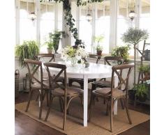 Design Sitzgruppe in Weiß Holz Rattan (7-teilig)