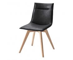 Stuhl in Schwarz Kunstleder Eiche Bianco (2er Set)