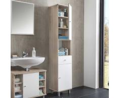 Hochschrank für Badezimmer Weiß Sonoma Eiche