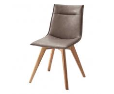Stuhl Set in Braun Kunstleder Holzbeine (2er Set)