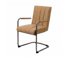 Freischwinger Sessel in Braun Kunstleder Edelstahl (2er Set)